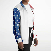 Load image into Gallery viewer, Stars and Stripes Watercolor Ladies Track Jacket
