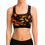 Orange Leaves Forest Camo Sports Bra