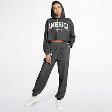 Load image into Gallery viewer, Ladies America Black Acid Wash Dance Hoodie &amp; Sweatpants Set
