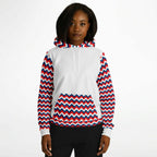 Red, White and Blue Zig Zag Ladies Pull Over Hoodie