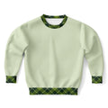 Green Plaid Outline Athletic Kids Sweatshirt