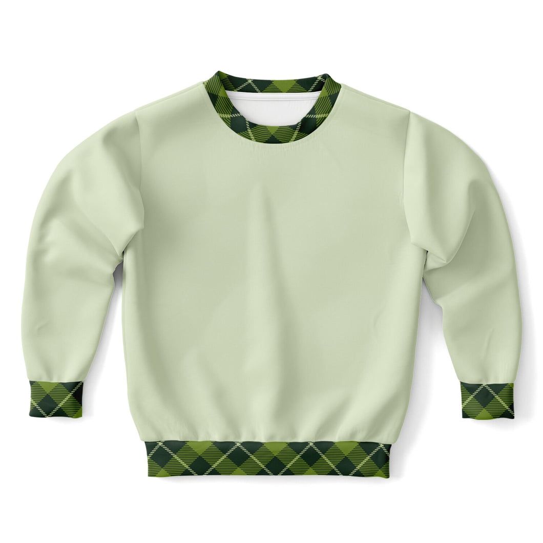 Green Plaid Outline Athletic Kids Sweatshirt