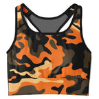 Orange Camo Mesh Padded Sports Bra