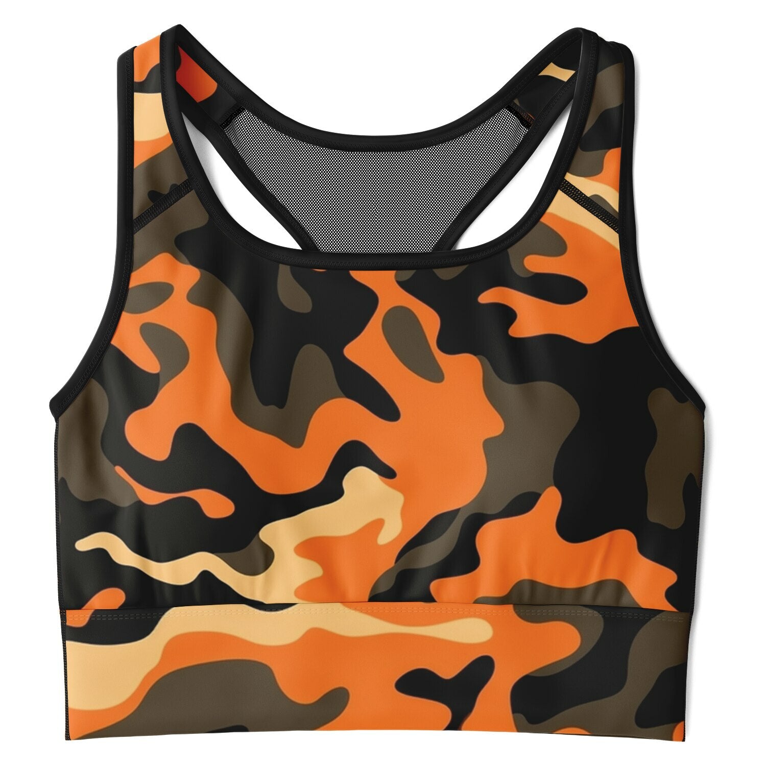 Orange Camo Mesh Padded Sports Bra