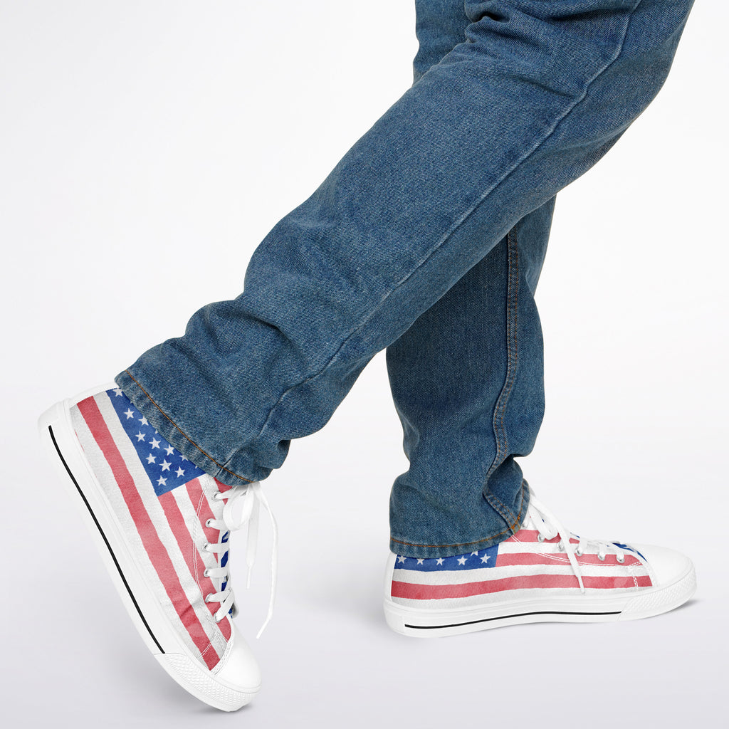 Watercolor Paint American Flag Urban Peak High Top Shoes