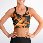 Orange Camo Mesh Padded Sports Bra
