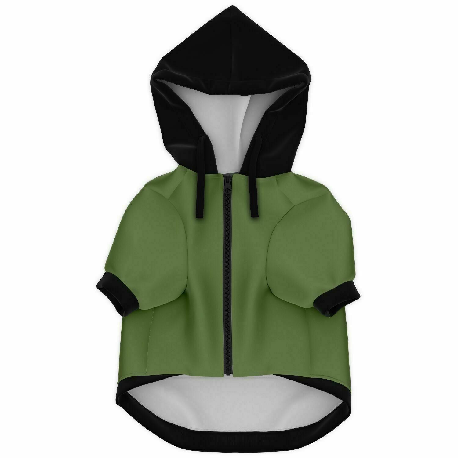 Green Fashion Dog Zip-Up Hoodie with Black Pocket