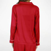 Load image into Gallery viewer, Women&#39;s Cherry Red Premium Satin Pajamas
