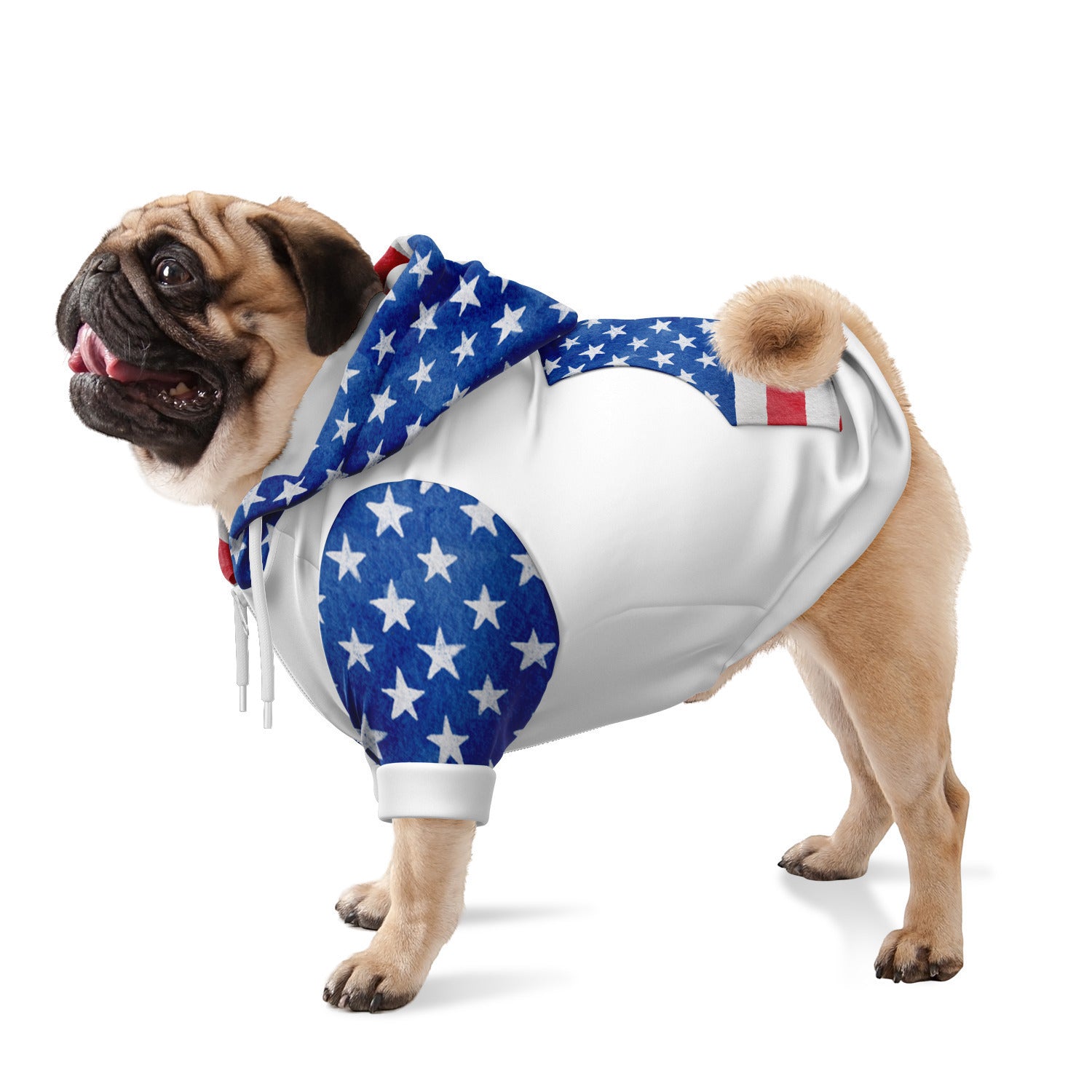 Dog Stars and Stripes Watercolor Zip-Up Hoodie