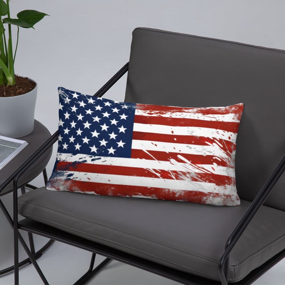 American Flag Splatter Paint Pillow