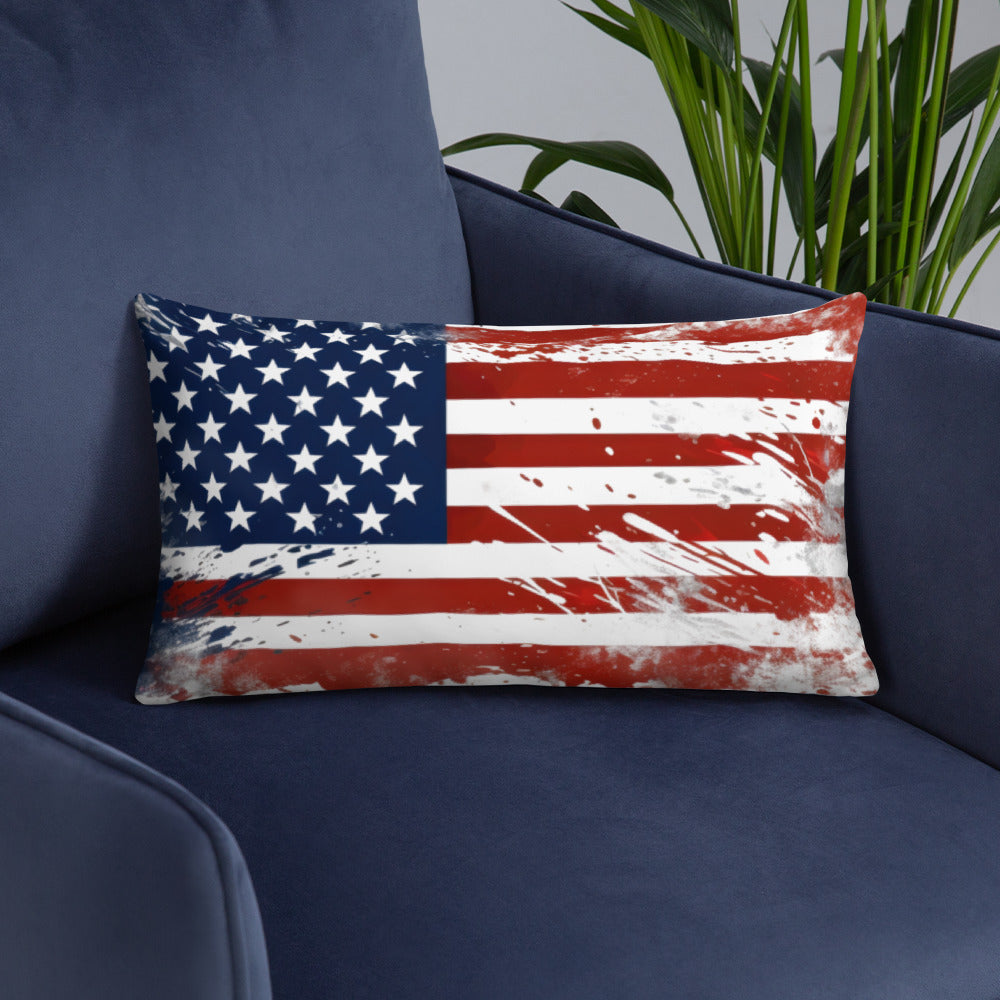 American Flag Splatter Paint Pillow