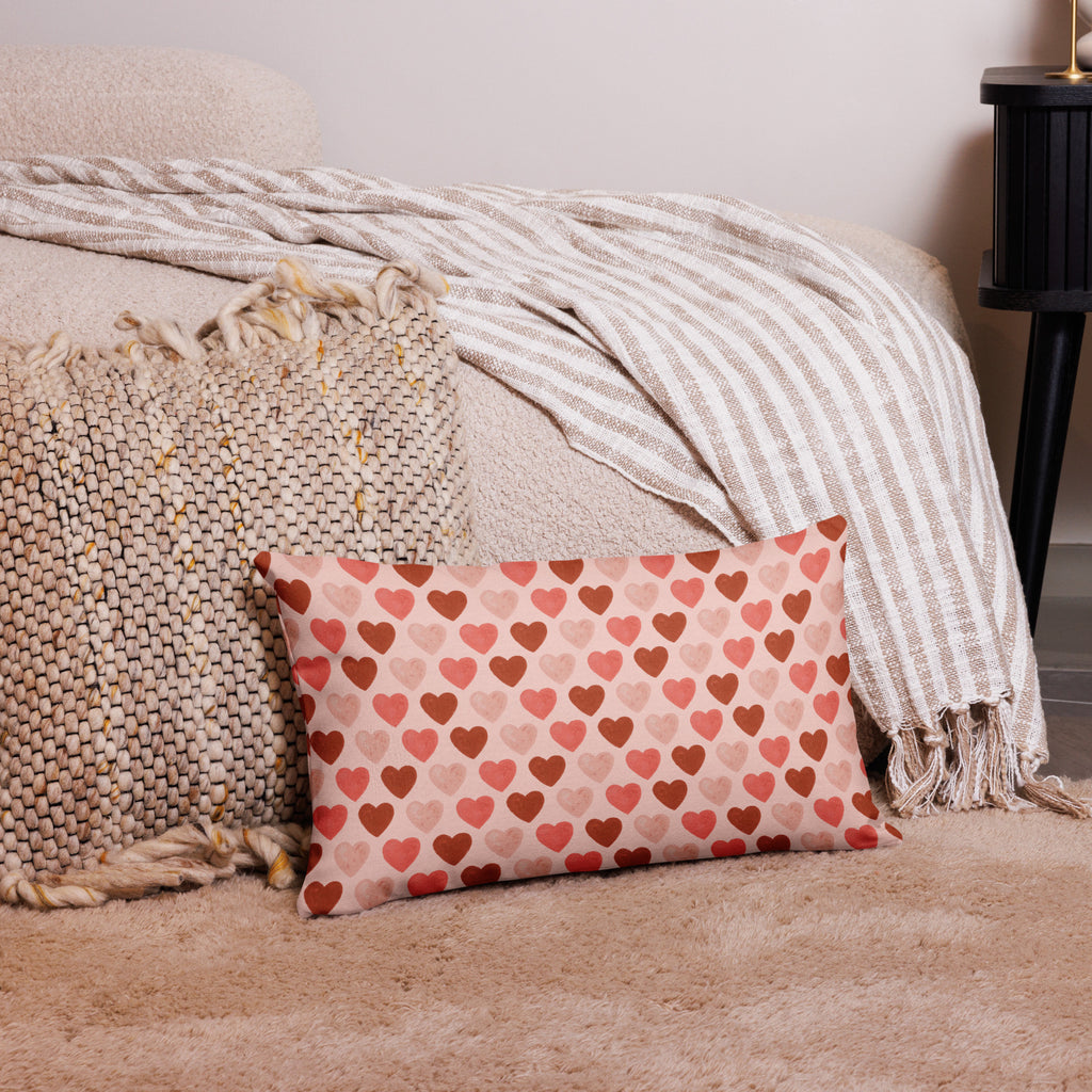 Watercolor Heart Pink Premium Pillow