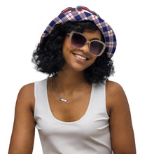 Load image into Gallery viewer, Red White and Blue Plaid Reversible bucket hat
