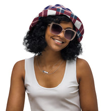 Load image into Gallery viewer, Red White and Blue Plaid Reversible bucket hat
