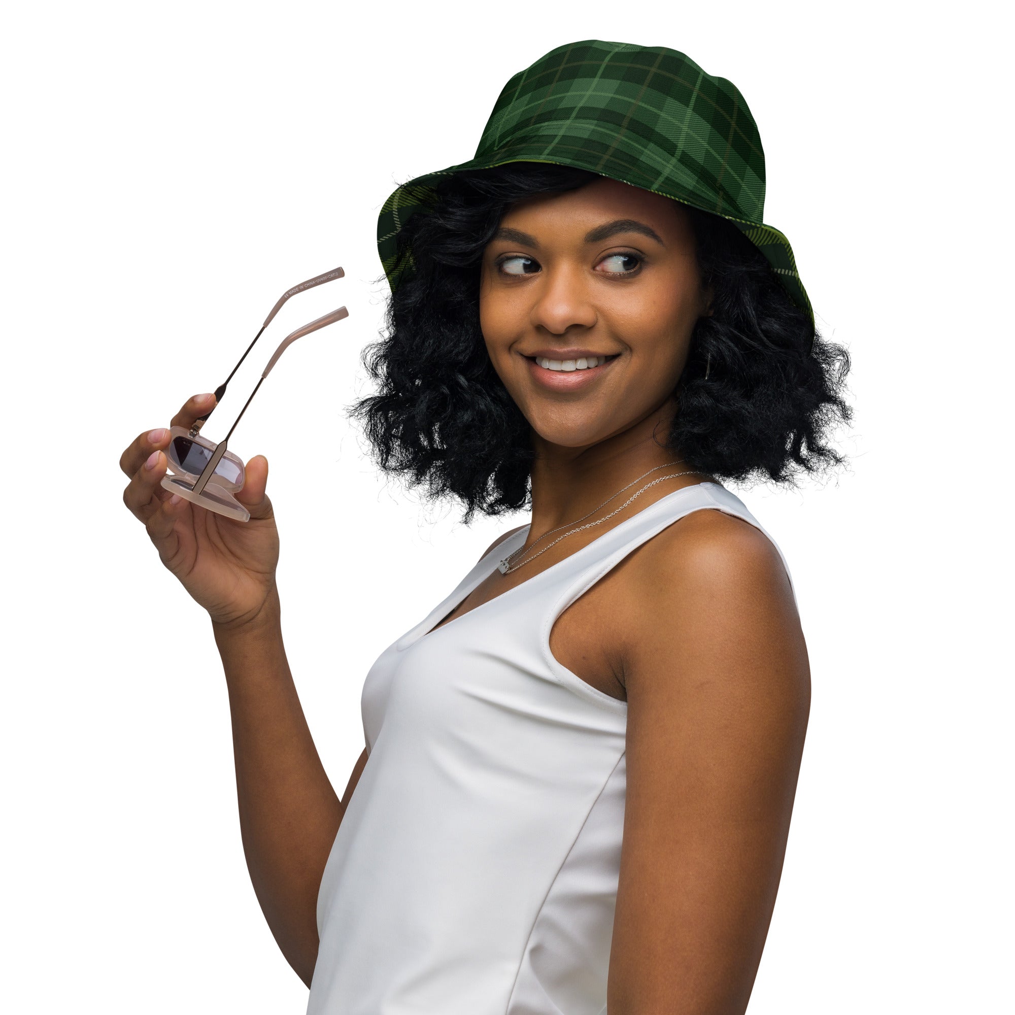 Green Plaid Reversible bucket hat