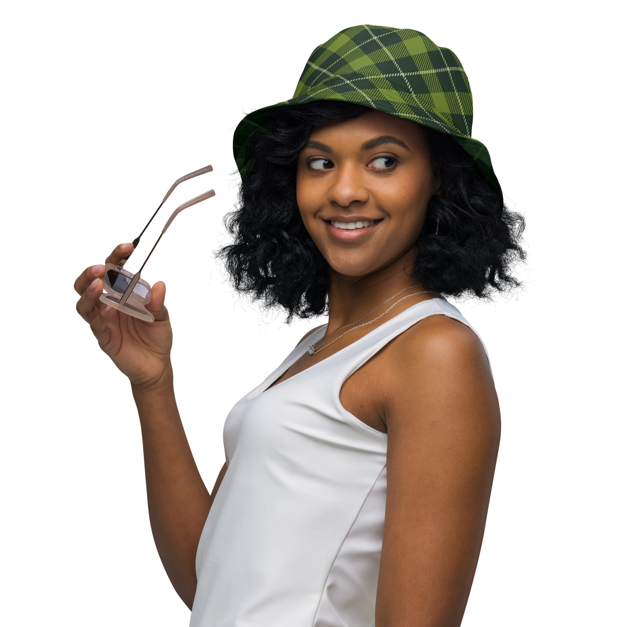 Green Plaid Reversible bucket hat