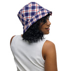 Red White and Blue Plaid Reversible bucket hat