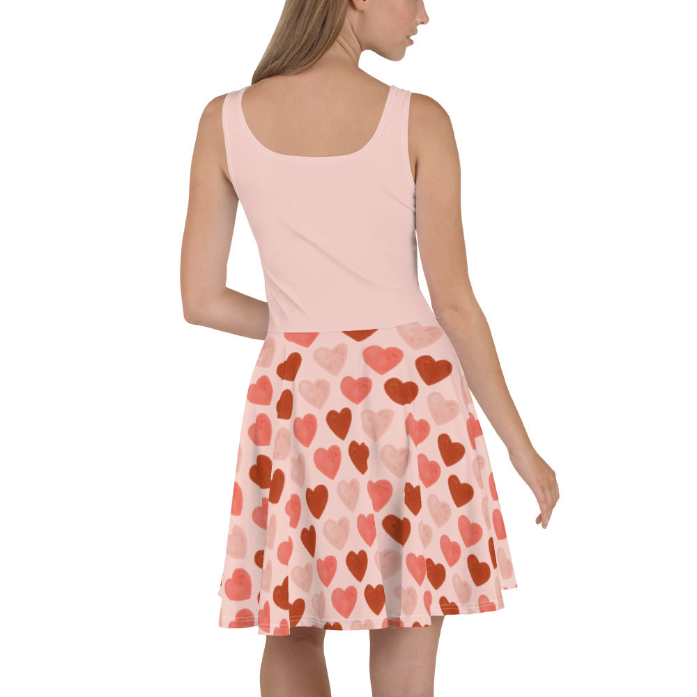 Pink hearts Skater Dress