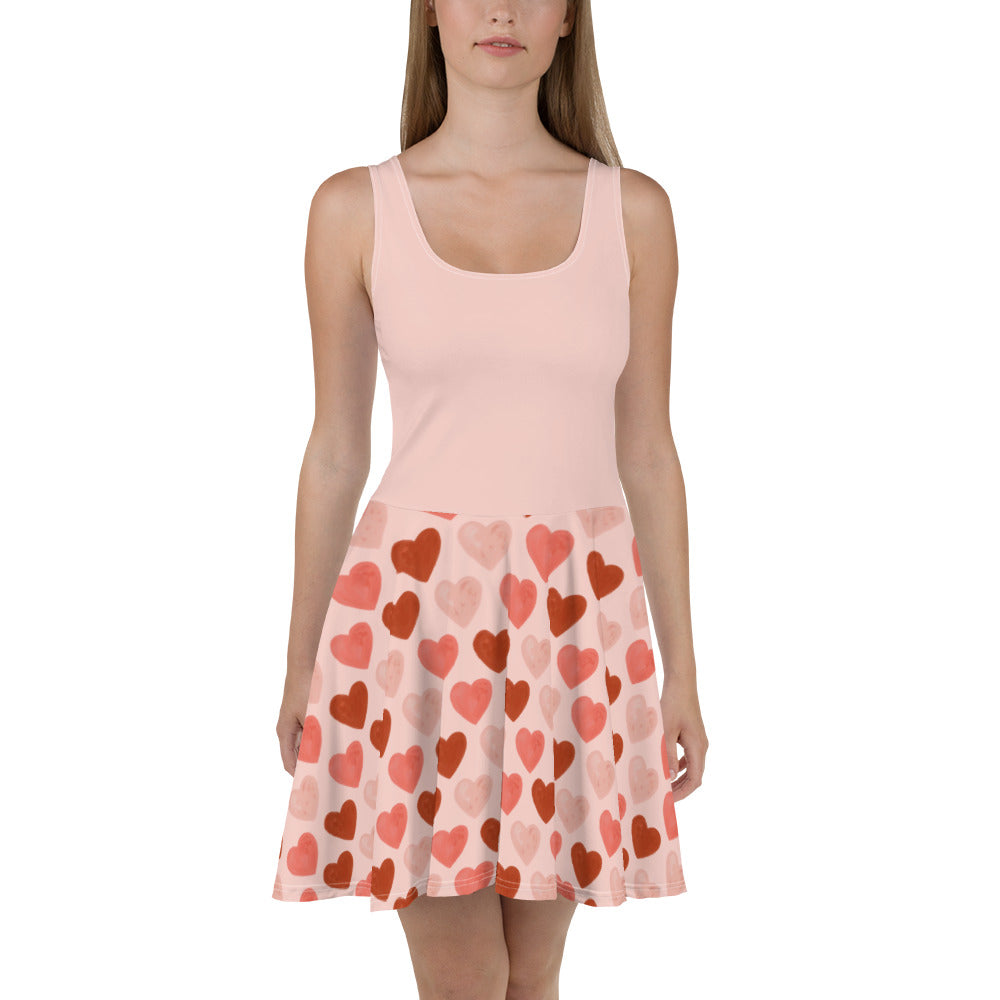 Pink hearts Skater Dress