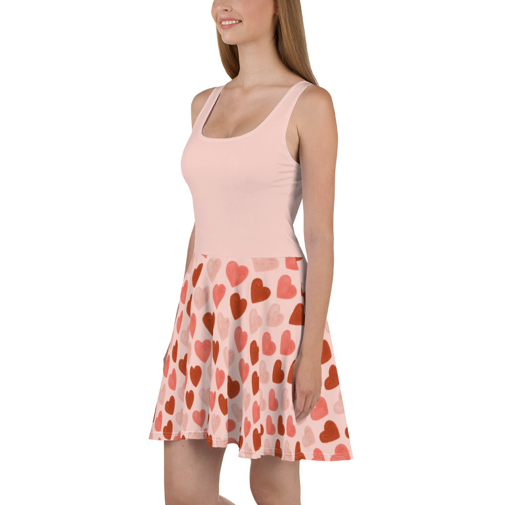 Pink hearts Skater Dress