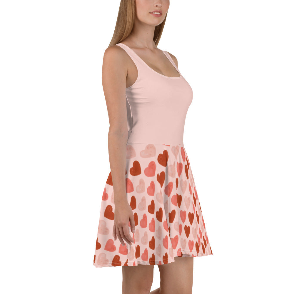 Pink hearts Skater Dress