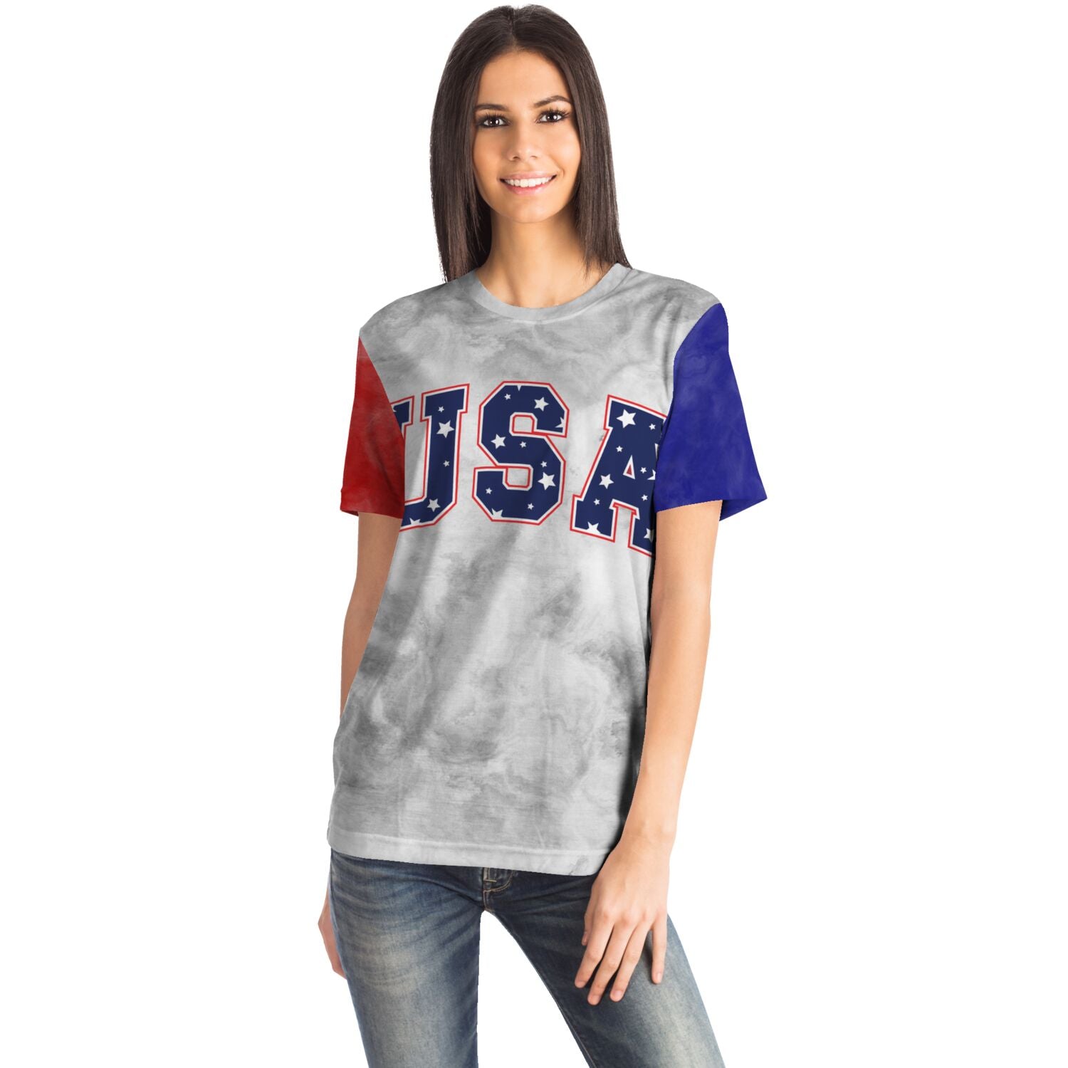 Red White and Blue USA Ladies T-shirt
