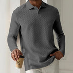 Mens Textured Long Sleeve Polo Shirts