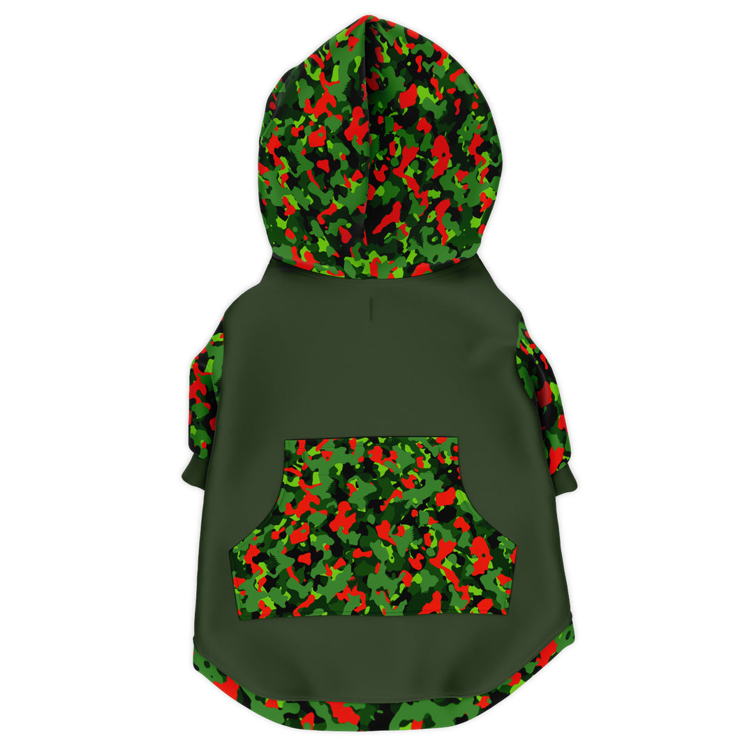 Xmas Camo Green Athletic Dog Zip-Up Hoodie