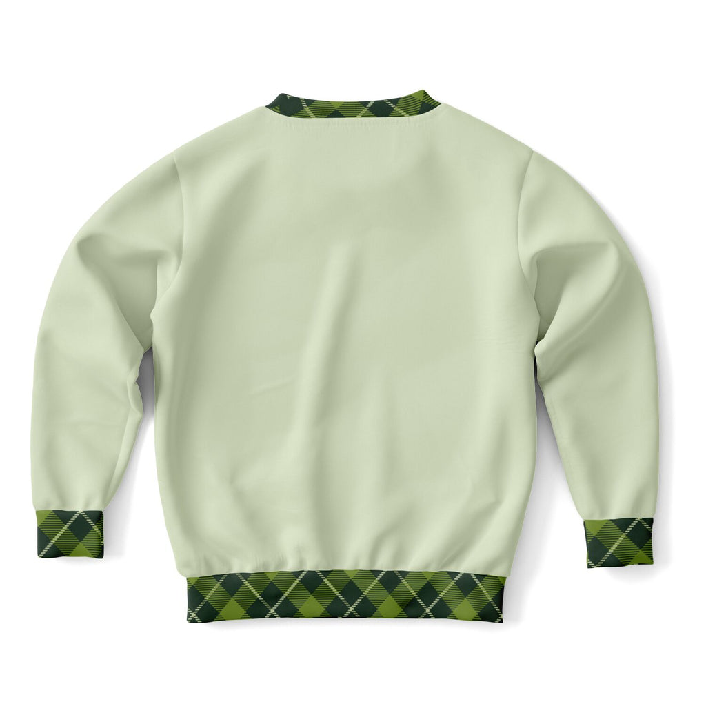Green Plaid Outline Athletic Kids Sweatshirt