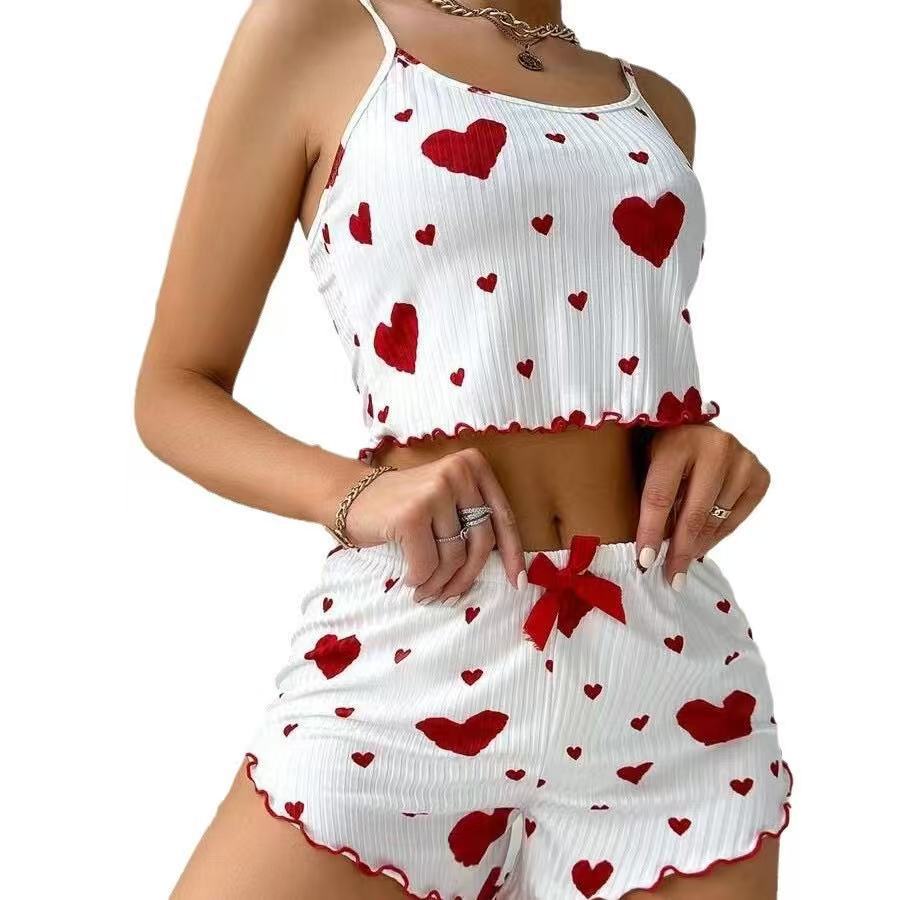 Women's Heart Pajamas Two-Piece tank top/short Set