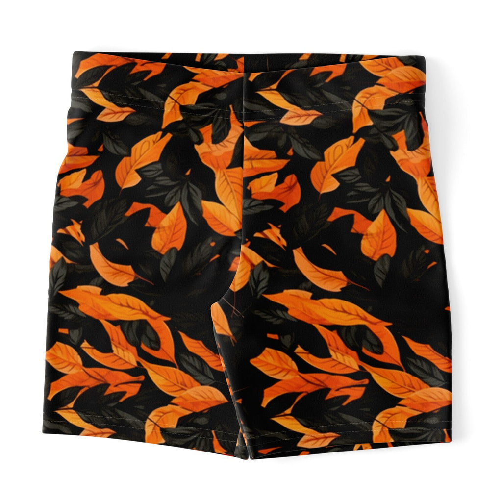 Orange Leaves Forest Camo Legging Shorts