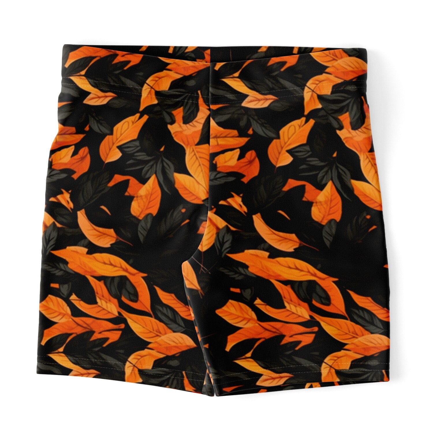 Orange Leaves Forest Camo Legging Shorts