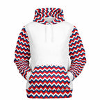 Red, White and Blue Zig Zag Ladies Pull Over Hoodie