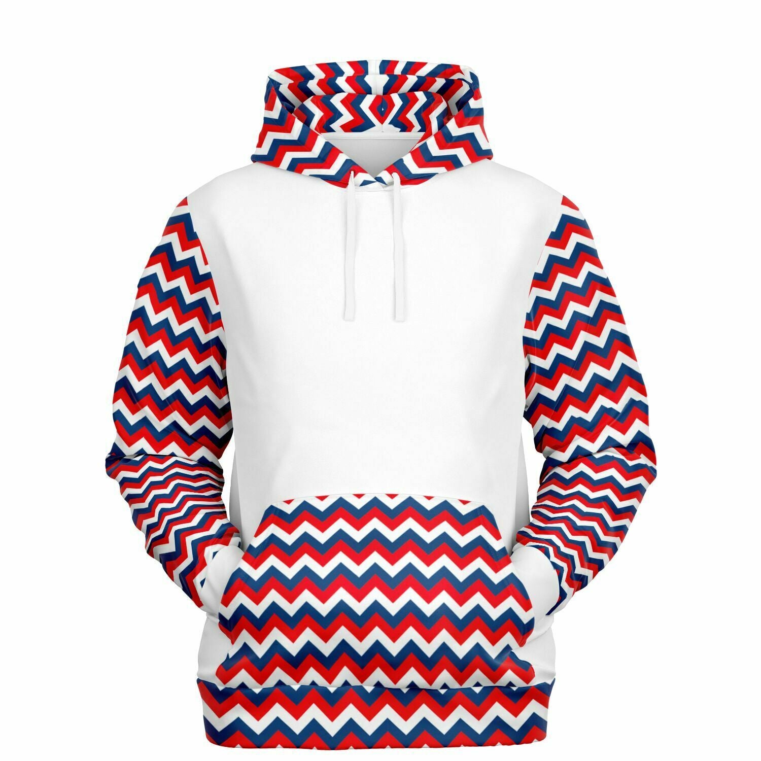 Red, White and Blue Zig Zag Ladies Pull Over Hoodie