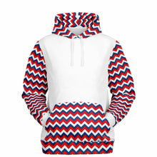 Load image into Gallery viewer, Red, White and Blue Zig Zag Ladies Pull Over Hoodie
