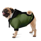Green Fashion Dog Zip-Up Hoodie with Black Pocket