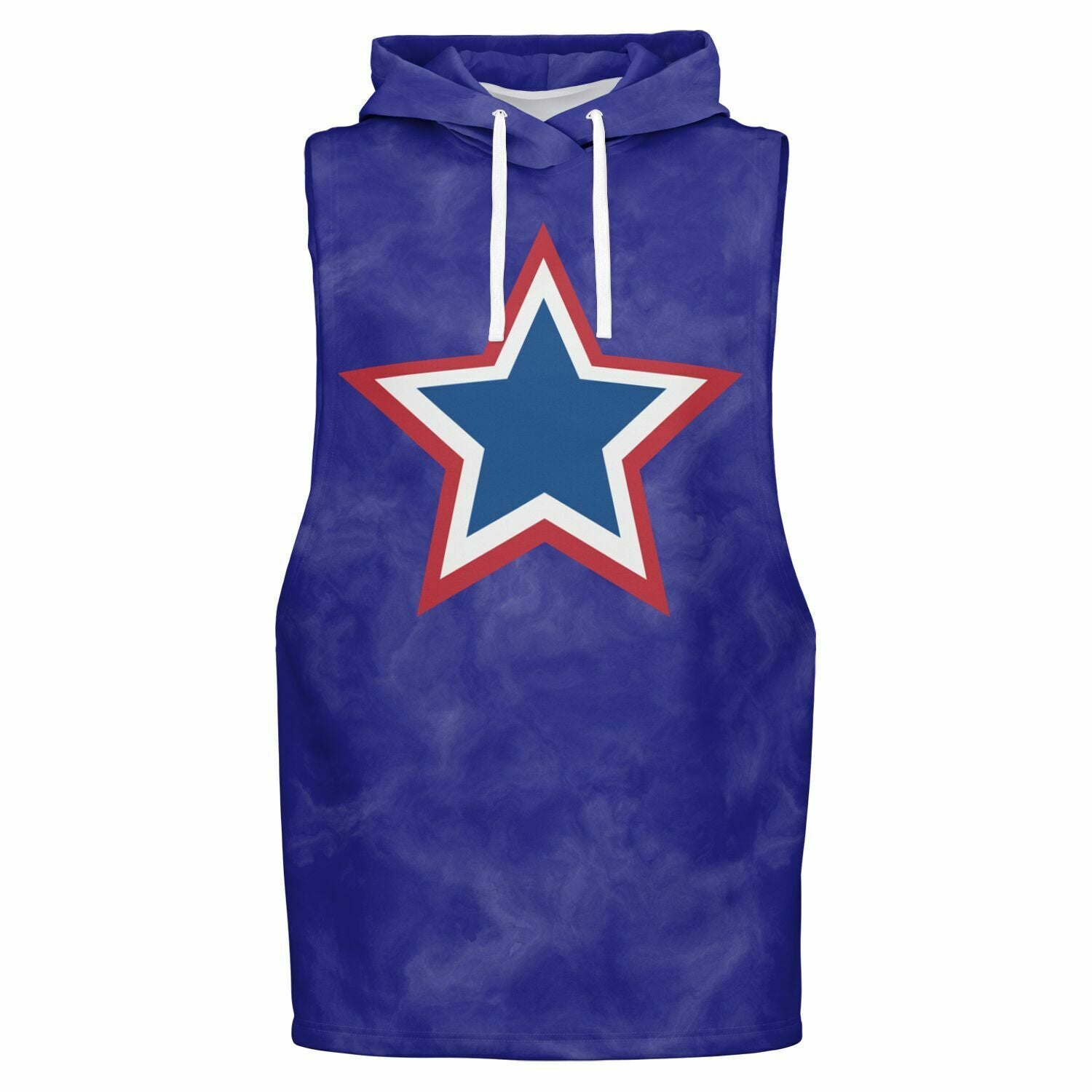 Red, White and Blue Star Blue Drop Armhole Hoodie