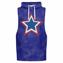 Load image into Gallery viewer, Red, White and Blue Star Blue Drop Armhole Hoodie
