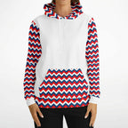 Red, White and Blue Zig Zag Ladies Pull Over Hoodie