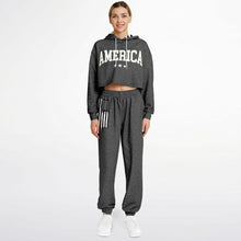 Load image into Gallery viewer, Ladies America Black Acid Wash Dance Hoodie &amp; Sweatpants Set
