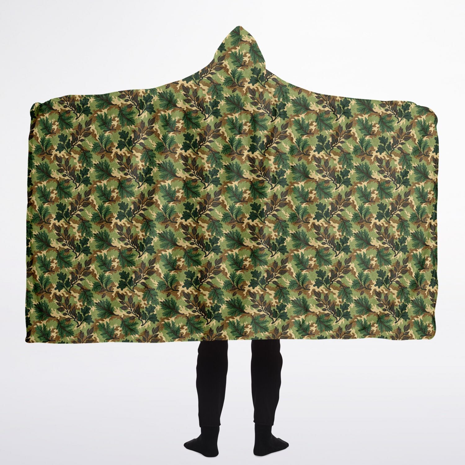 Tree Branch Camouflage Hooded Blanket Sherpa