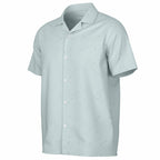 Ice Blue Speckled Men's Spread Collar Short Sleeve Button-Down Shirt