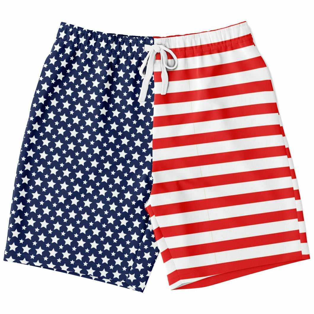 Stars and Stripes Mens Athletic Long Shorts