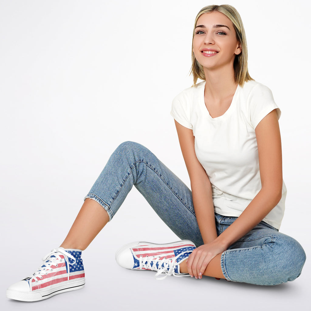Watercolor Paint American Flag Urban Peak High Top Shoes