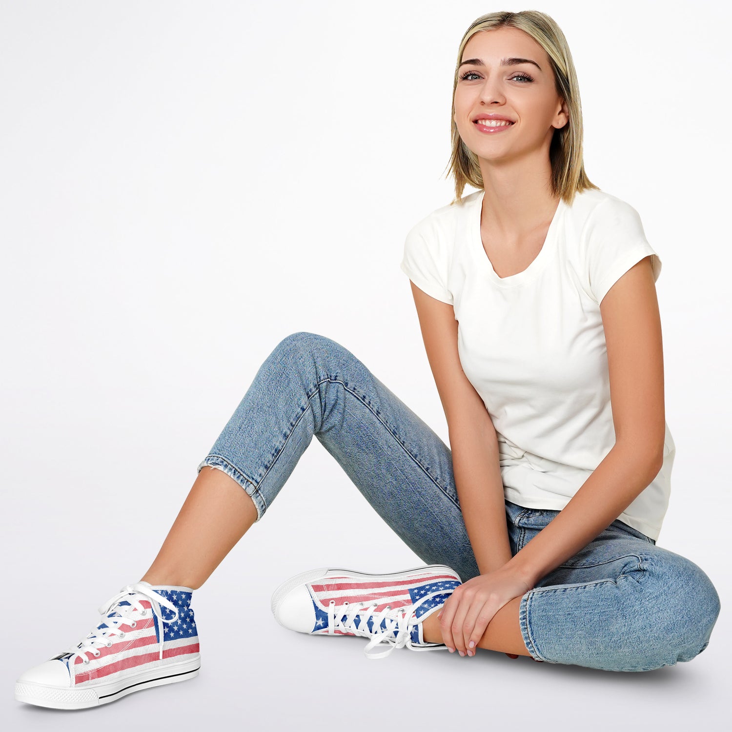 Watercolor Paint American Flag Urban Peak High Top Shoes