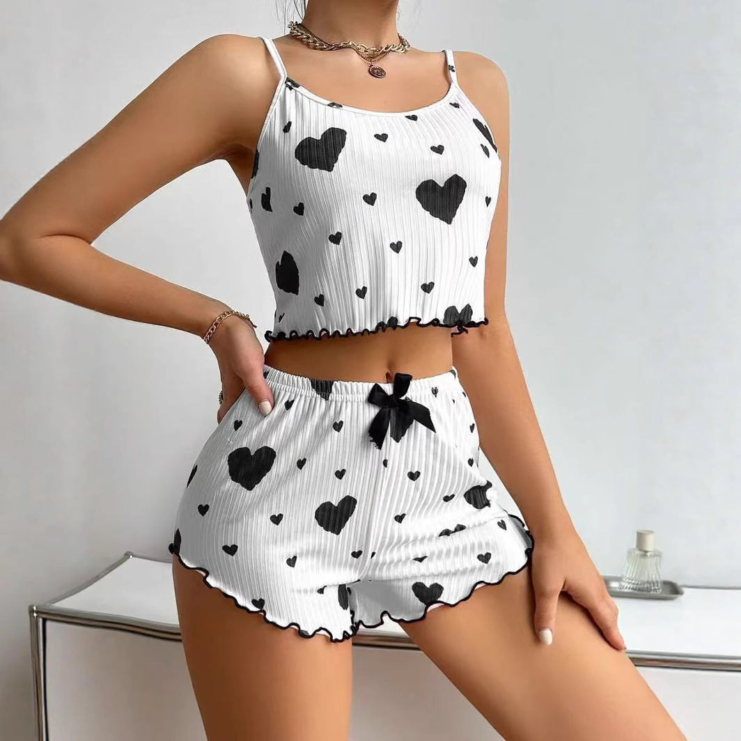 Women's Heart Pajamas Two-Piece tank top/short Set