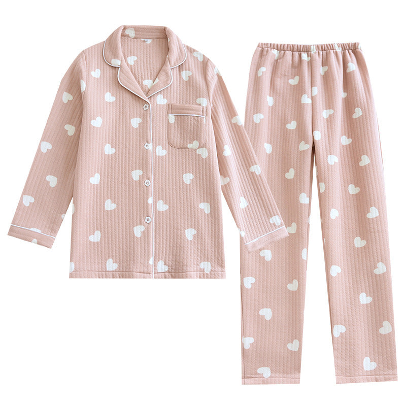 Cotton Quilted Heart Pattern Pajamas Set