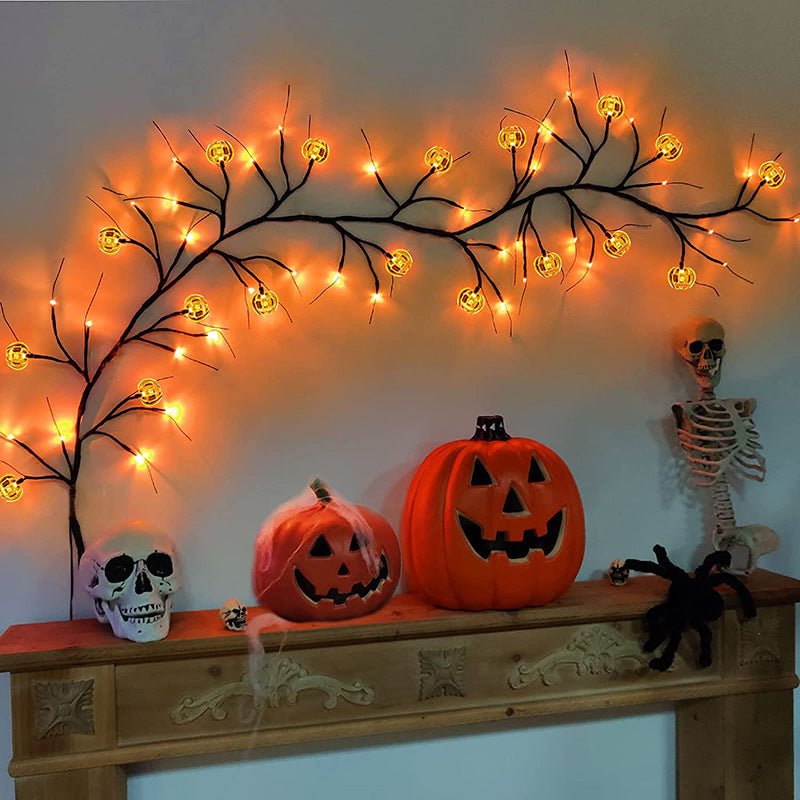 Halloween Indoor/Outdoor LED Willow Vine String Pumpkin Light Decoration