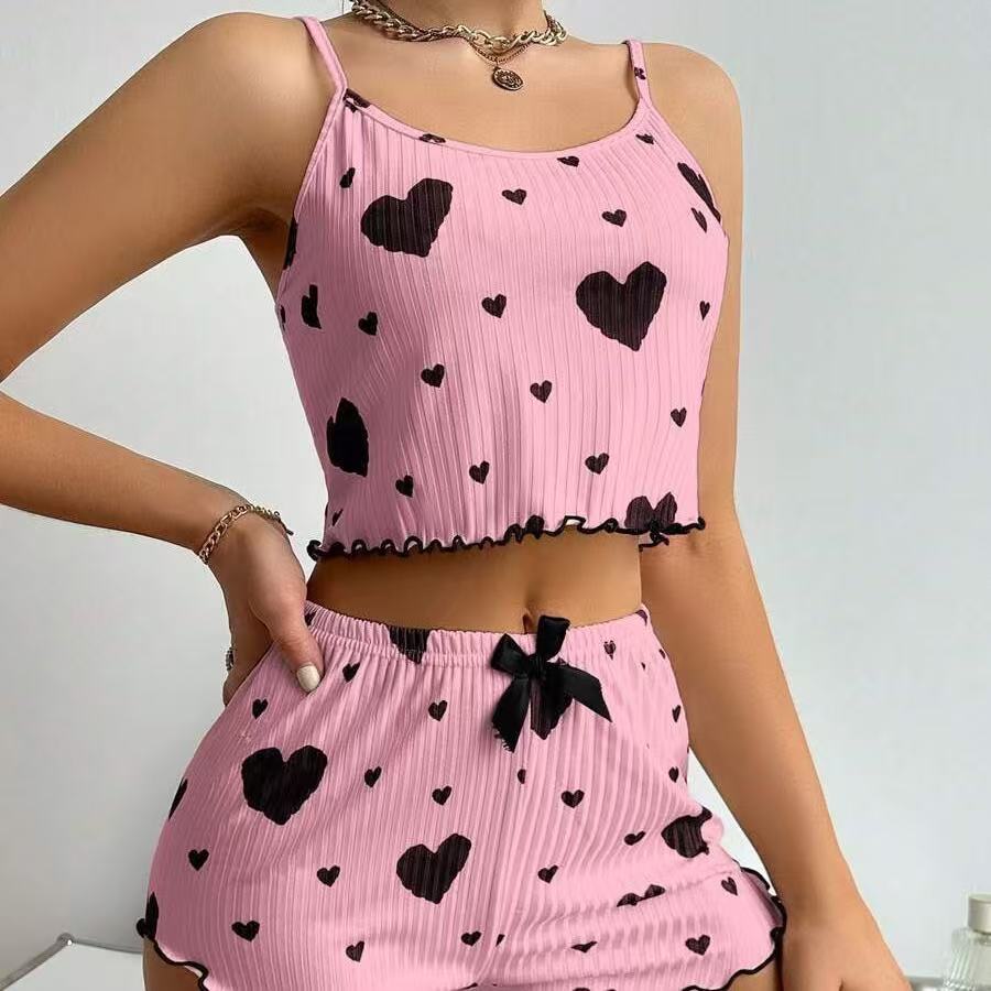 Women's Heart Pajamas Two-Piece tank top/short Set