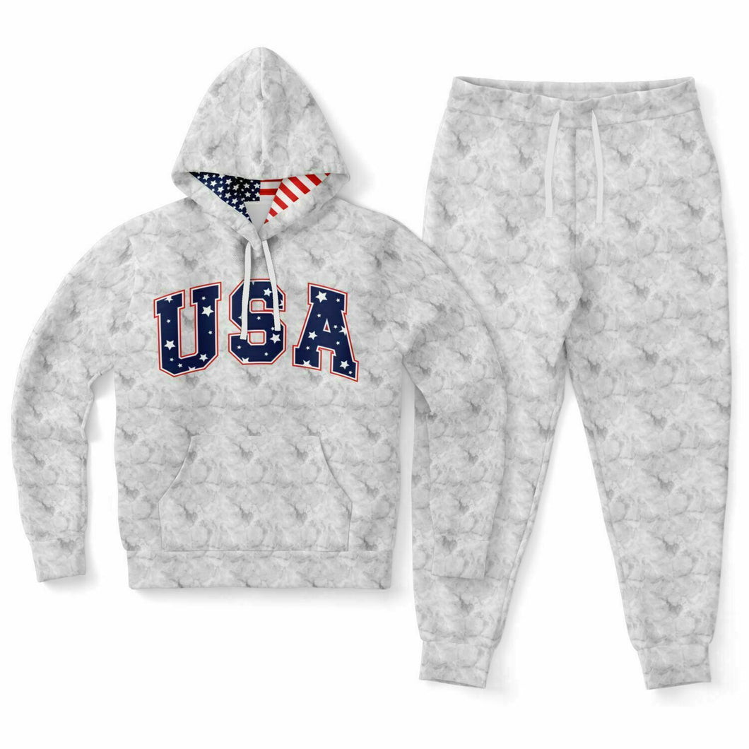 USA Marble Ladies Hoodie & Jogger Set